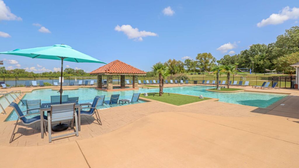 Lakeside apartment community pool