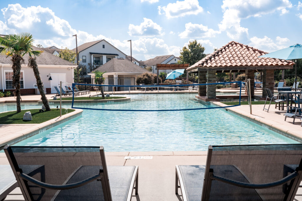 Lakeside apartment community pool